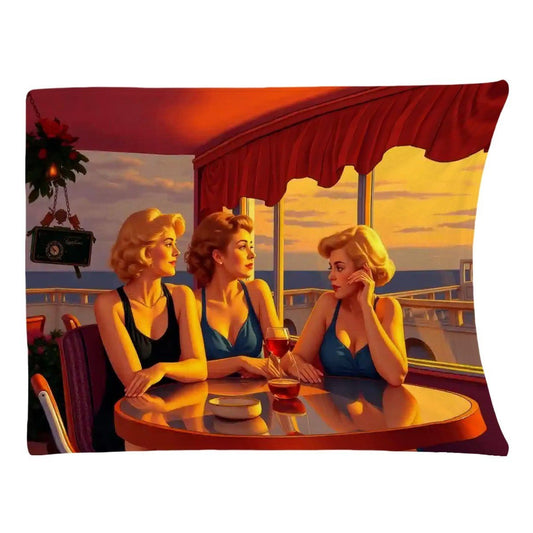 Glamorous Friends 300 GSM Flannel Throw Blanket (Made in USA) - Gregg Acini Adoree Designs - Blanket