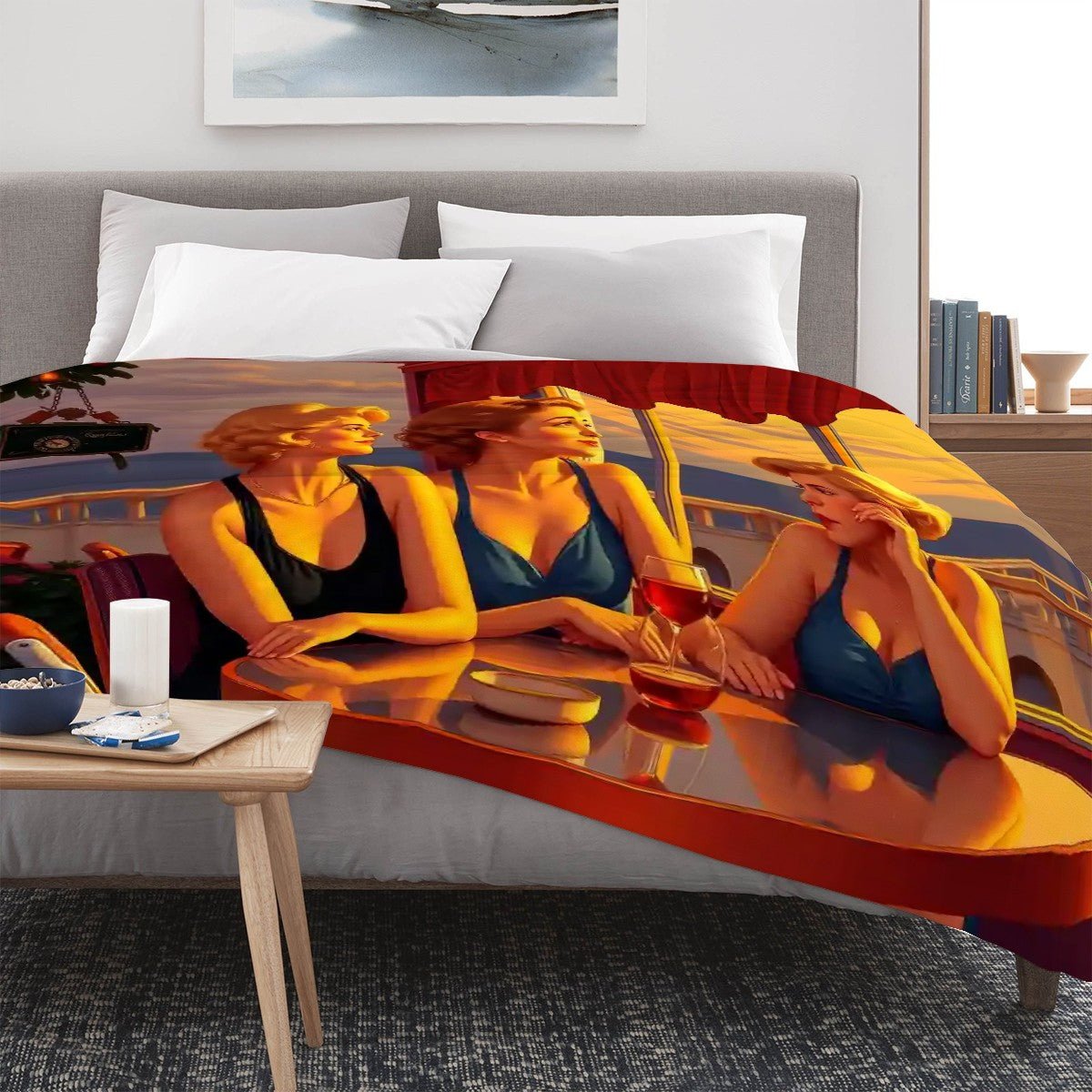 Glamorous Friends 300 GSM Flannel Throw Blanket (Made in USA) - Gregg Acini Adoree Designs - Blanket