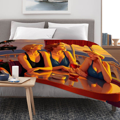 Glamorous Friends 300 GSM Flannel Throw Blanket (Made in USA) - Gregg Acini Adoree Designs - Blanket