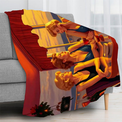 Glamorous Friends 300 GSM Flannel Throw Blanket (Made in USA) - Gregg Acini Adoree Designs - Blanket