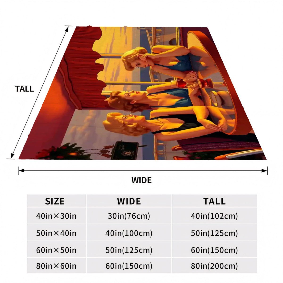 Glamorous Friends 300 GSM Flannel Throw Blanket (Made in USA) - Gregg Acini Adoree Designs - Blanket