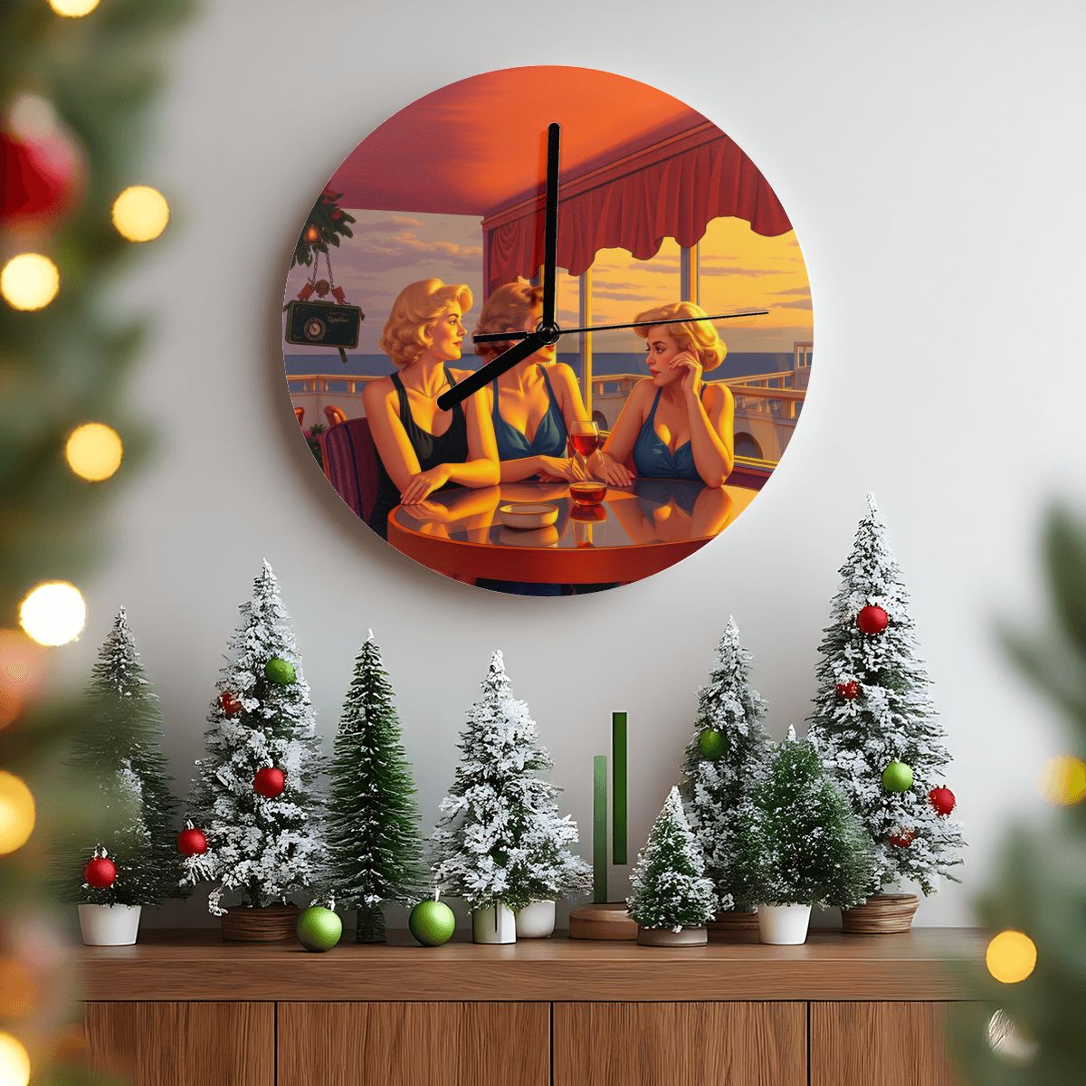 Glamorous Friends MDF Wall Clock (Made in USA) - Gregg Acini Adoree Designs - Wall Clock