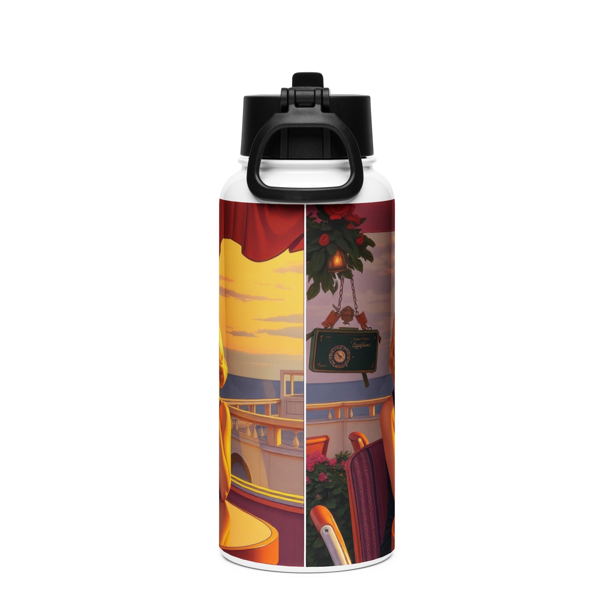 Glamorous Friends Stainless steel water bottle with a straw lid - Gregg Acini Adoree Designs - water bottle
