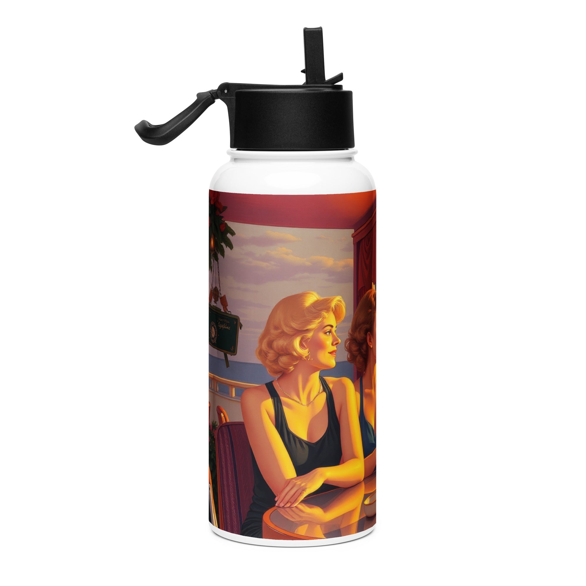 Glamorous Friends Stainless steel water bottle with a straw lid - Gregg Acini Adoree Designs - water bottle