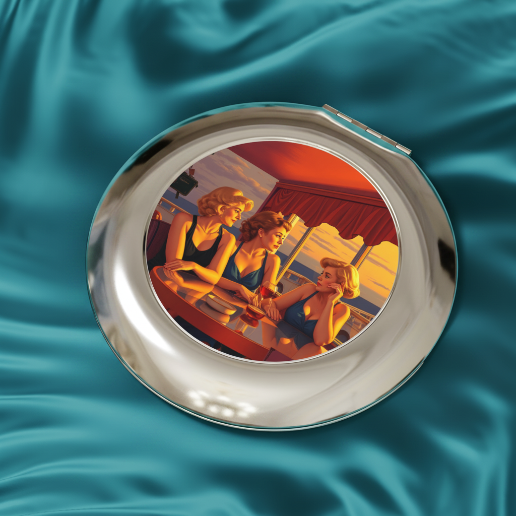 Glamorous Friends Travel Mirror - Teal Silk