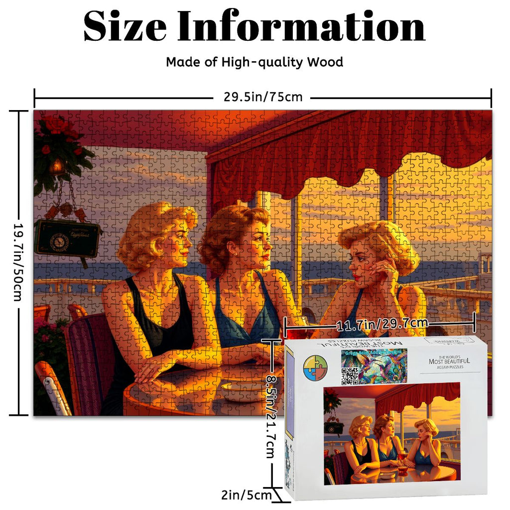 Glamorous Friends Wooden Jigsaw Puzzles 1000 pcs - Gregg Acini Adoree Designs - Jigsaw Puzzle