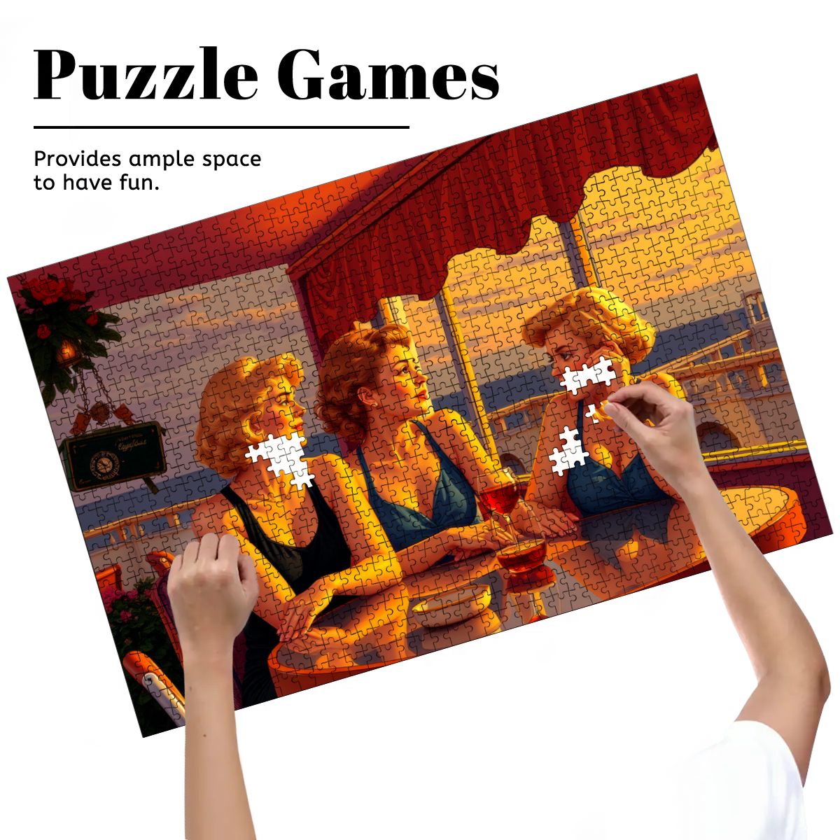 Glamorous Friends Wooden Jigsaw Puzzles 1000 pcs - Gregg Acini Adoree Designs - Jigsaw Puzzle