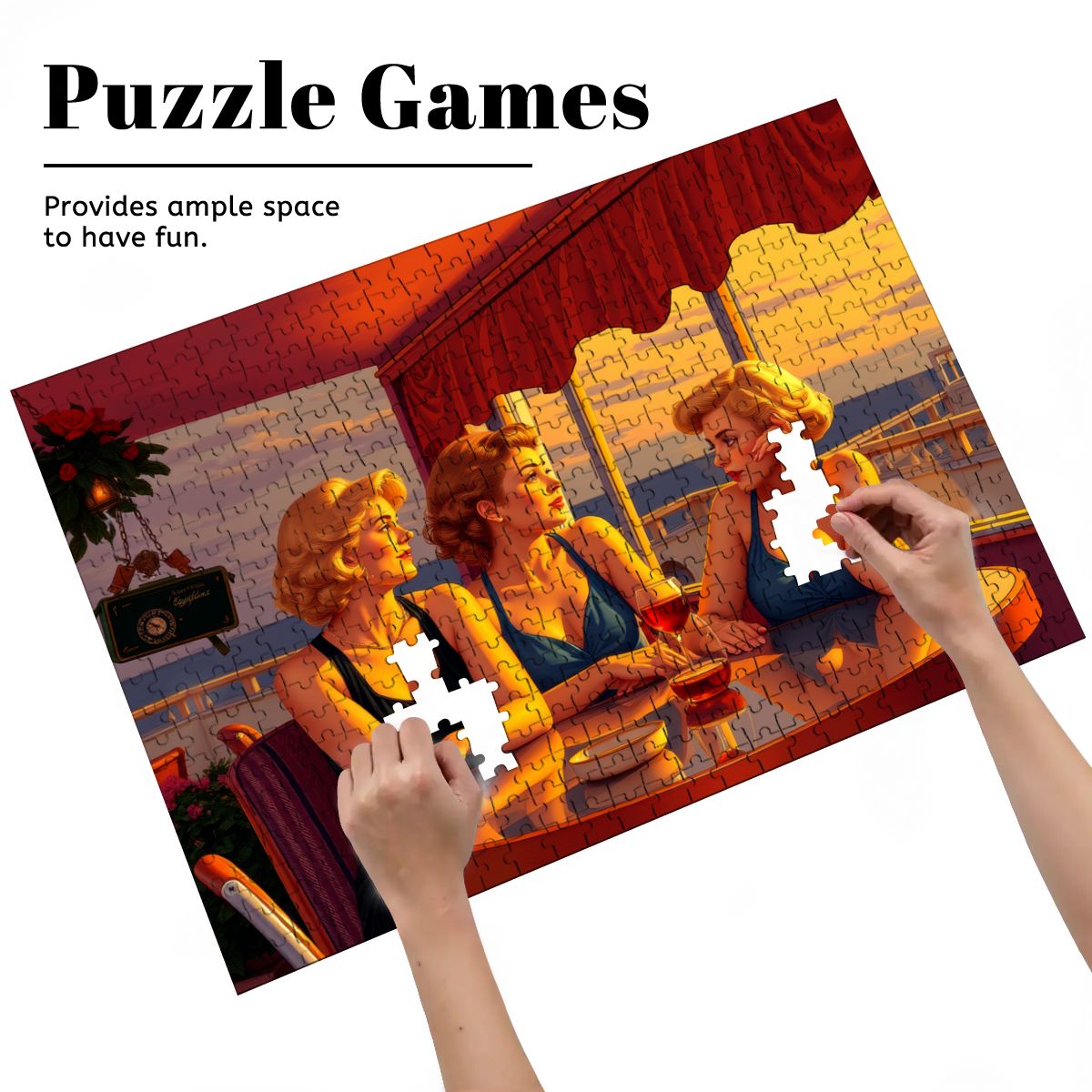 Glamorous Friends Wooden Jigsaw Puzzles 500 pcs - Gregg Acini Adoree Designs - Jigsaw Puzzle