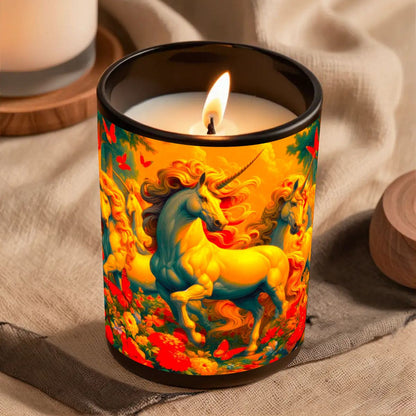 Golden Unicorns and Butterflies Black Jar Scented Candle (6oz) - Gregg Acini Adoree Designs - Daily Accessories