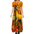 Golden Unicorns and Butterflies Crew Neck Short Sleeve Maxi Dress - Gregg Acini Adoree Designs - Dress