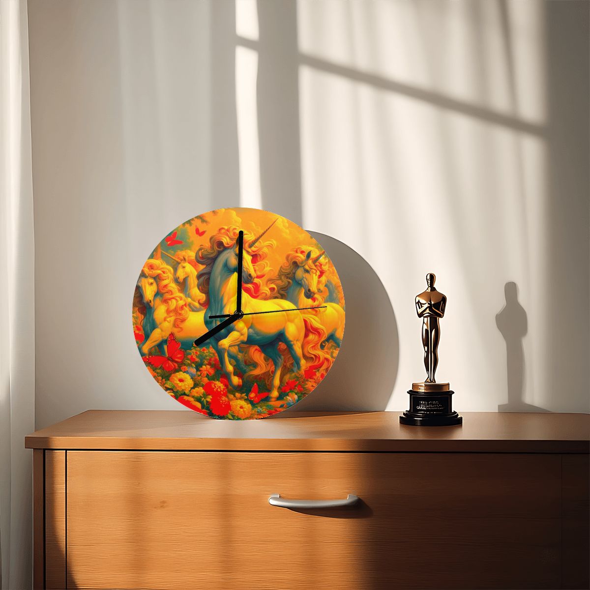 Golden Unicorns and Butterflies MDF Wall Clock (Made in USA) - Gregg Acini Adoree Designs - Wall Clock