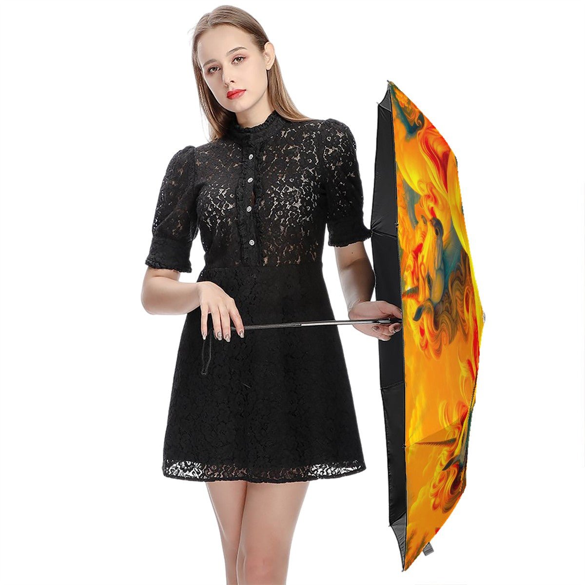 Golden Unicorns and Butterflies UV Protection Umbrella - Gregg Acini Adoree Designs - Umbrella