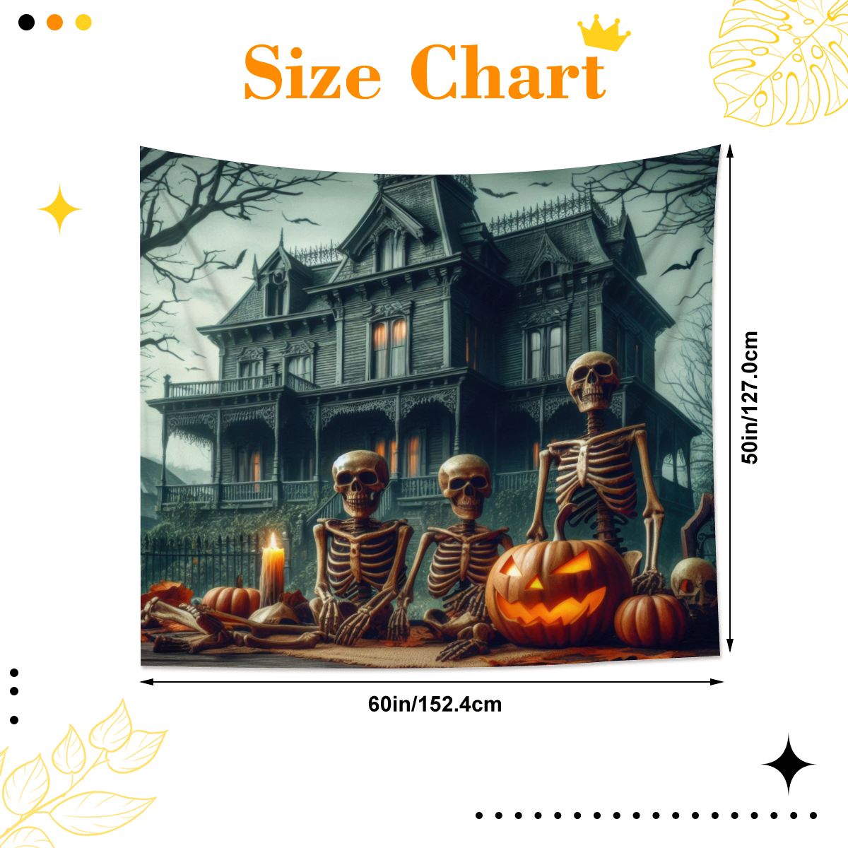 Halloween House with Skeletons Lightweight Wall Tapestry (Fabric Wall Hanging - USA) - Gregg Acini Adoree Designs - Wall Coverings
