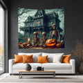 Halloween House with Skeletons Lightweight Wall Tapestry (Fabric Wall Hanging - USA) - Gregg Acini Adoree Designs - Wall Coverings