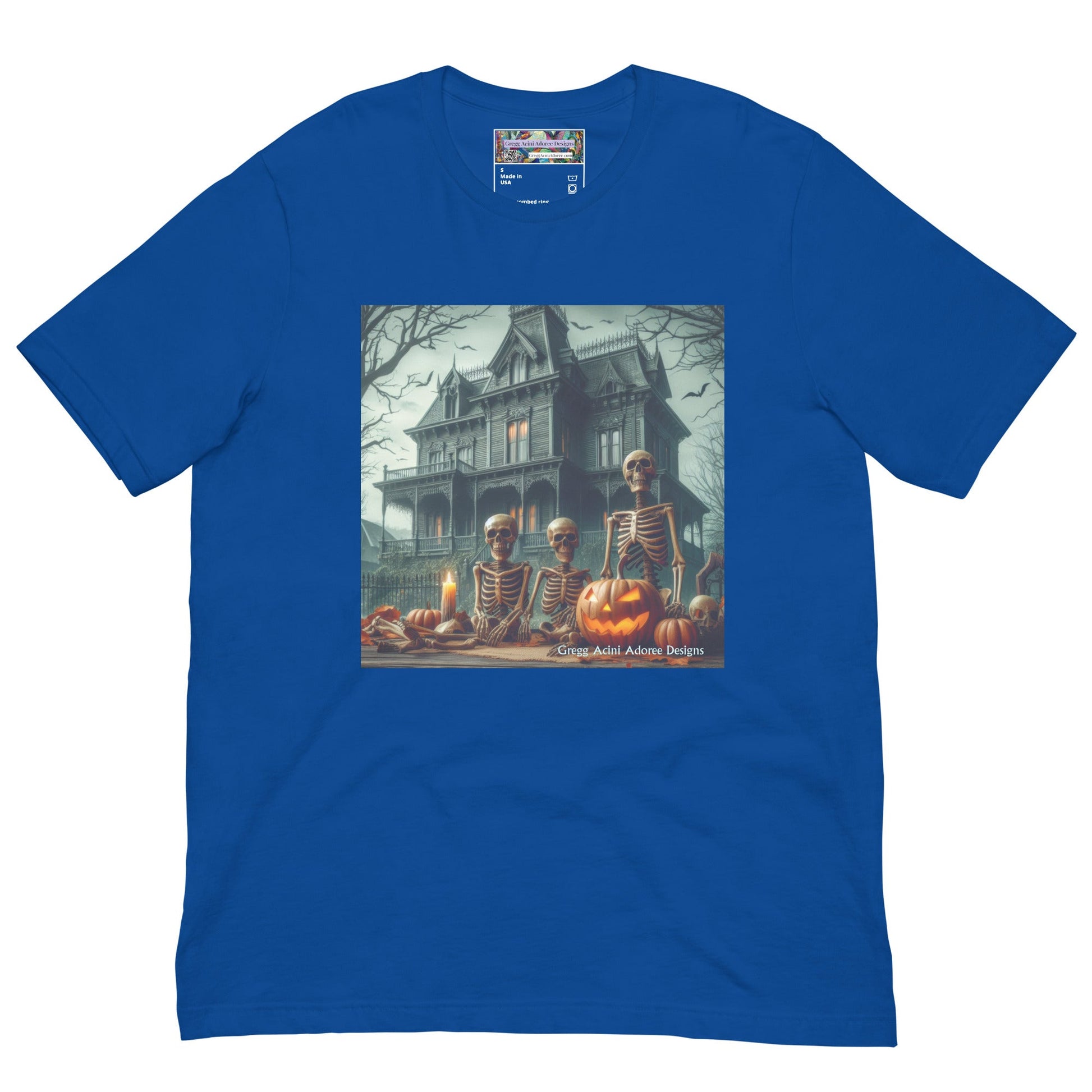 Halloween House with Skeletons Unisex t-shirt by Gregg Acini Adoree Designs - Gregg Acini Adoree Designs - Tee Shirt