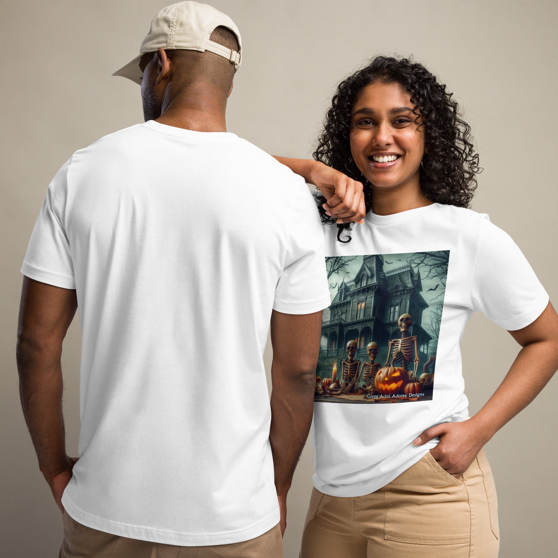Halloween House with Skeletons Unisex t-shirt by Gregg Acini Adoree Designs - Gregg Acini Adoree Designs - Tee Shirt