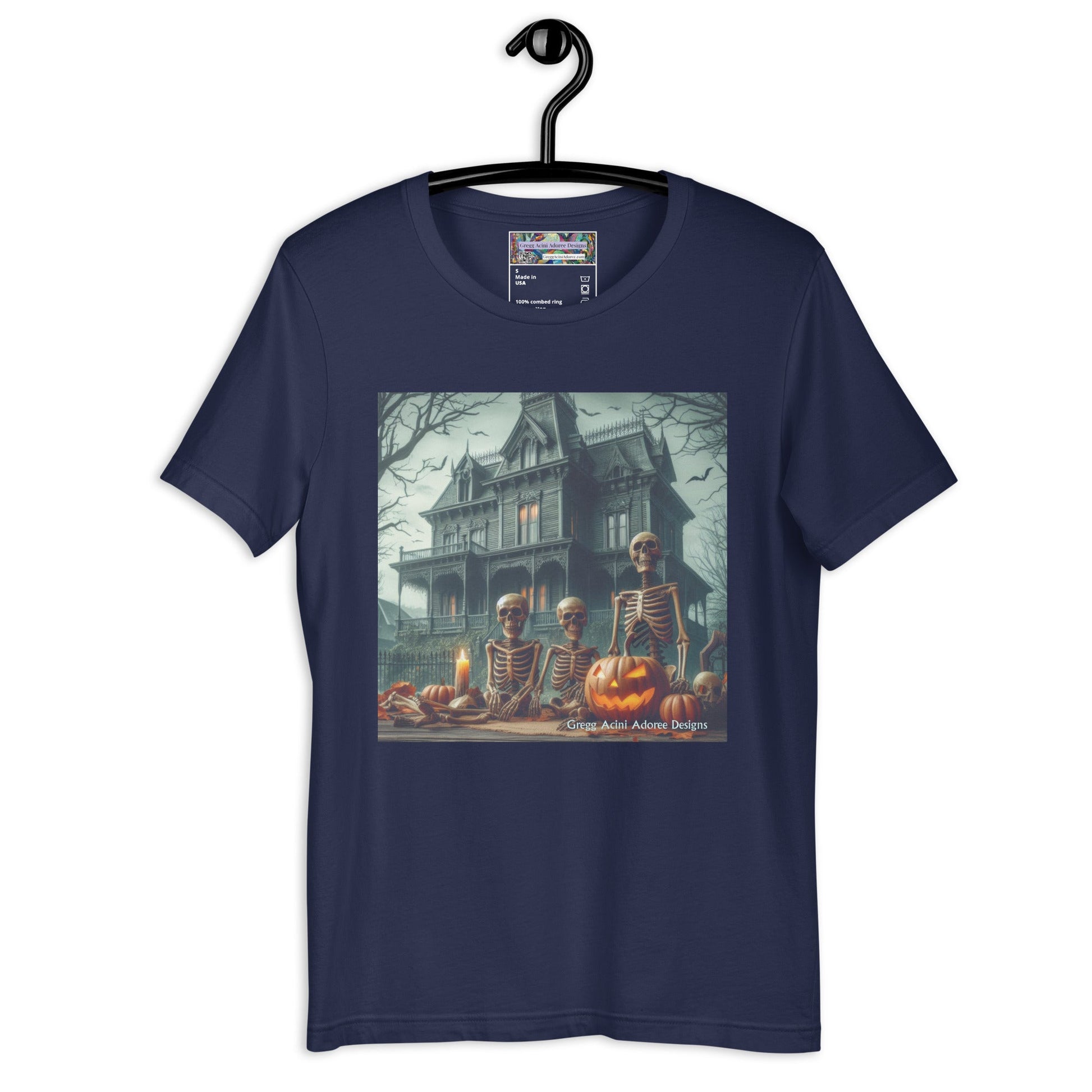 Halloween House with Skeletons Unisex t-shirt by Gregg Acini Adoree Designs - Gregg Acini Adoree Designs - Tee Shirt