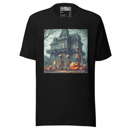 Halloween House with Skeletons Unisex t-shirt by Gregg Acini Adoree Designs - Gregg Acini Adoree Designs - Tee Shirt