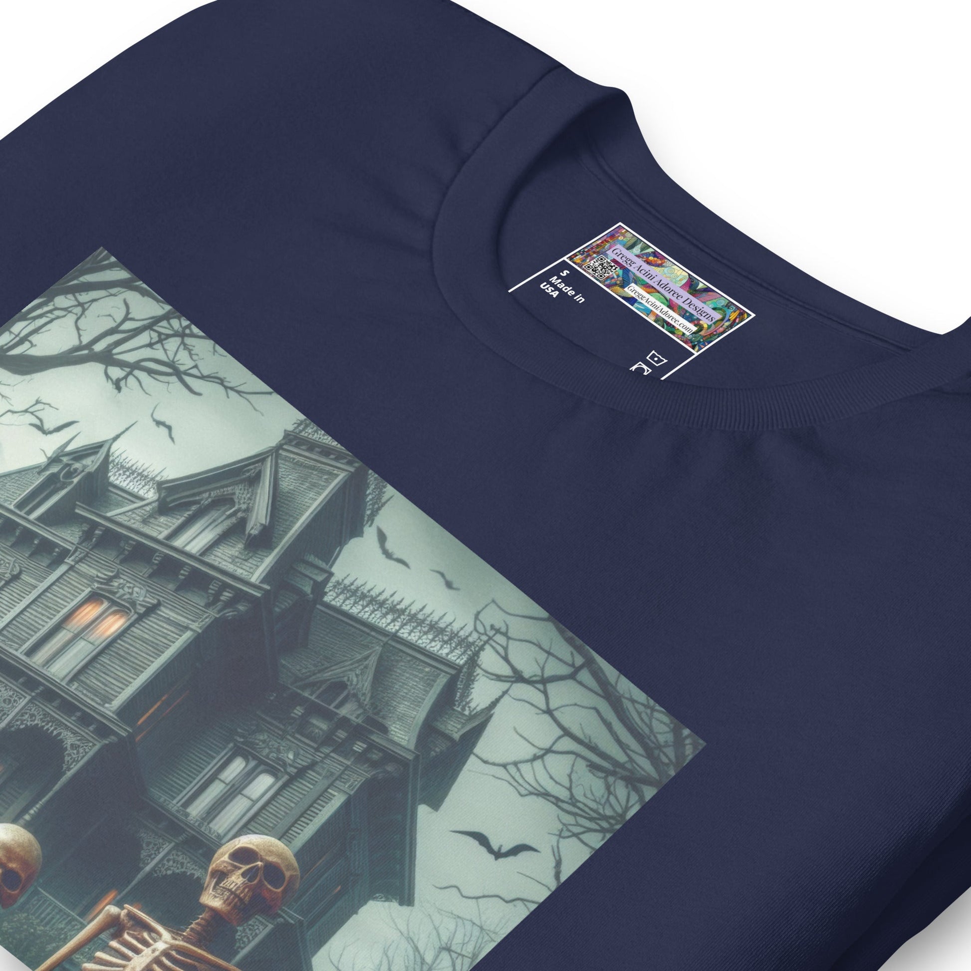 Halloween House with Skeletons Unisex t-shirt by Gregg Acini Adoree Designs - Gregg Acini Adoree Designs - Tee Shirt