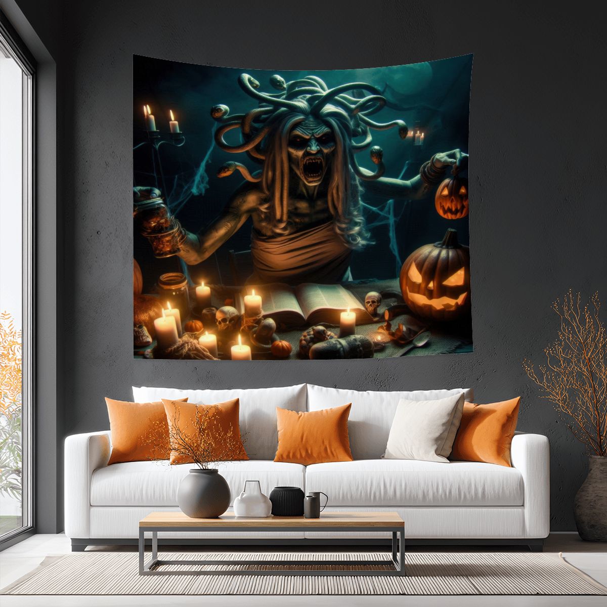 Halloween Medusa 1 Lightweight Wall Tapestry (Fabric Wall Hanging - USA) - Gregg Acini Adoree Designs - Wall Coverings