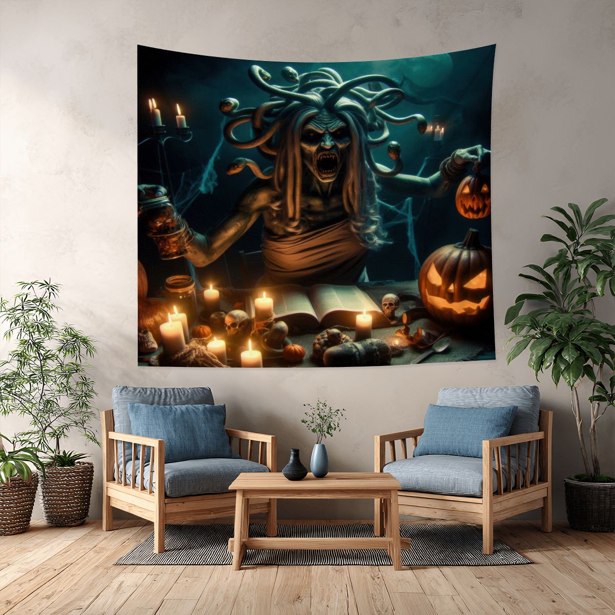 Halloween Medusa 1 Lightweight Wall Tapestry (Fabric Wall Hanging - USA) - Gregg Acini Adoree Designs - Wall Coverings