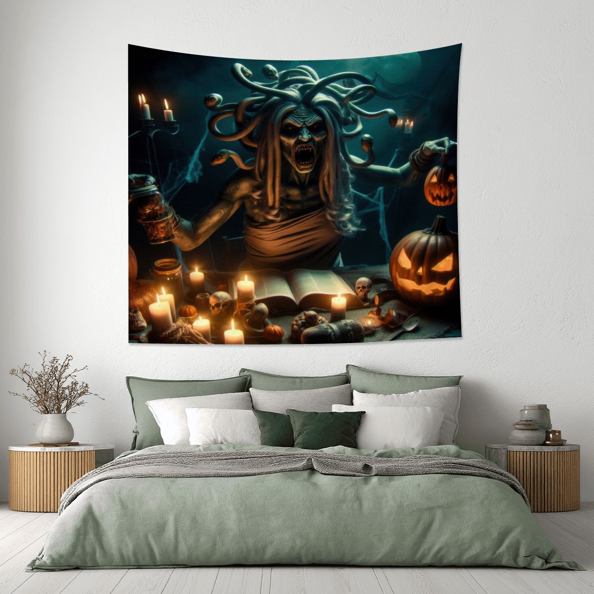 Halloween Medusa 1 Lightweight Wall Tapestry (Fabric Wall Hanging - USA) - Gregg Acini Adoree Designs - Wall Coverings