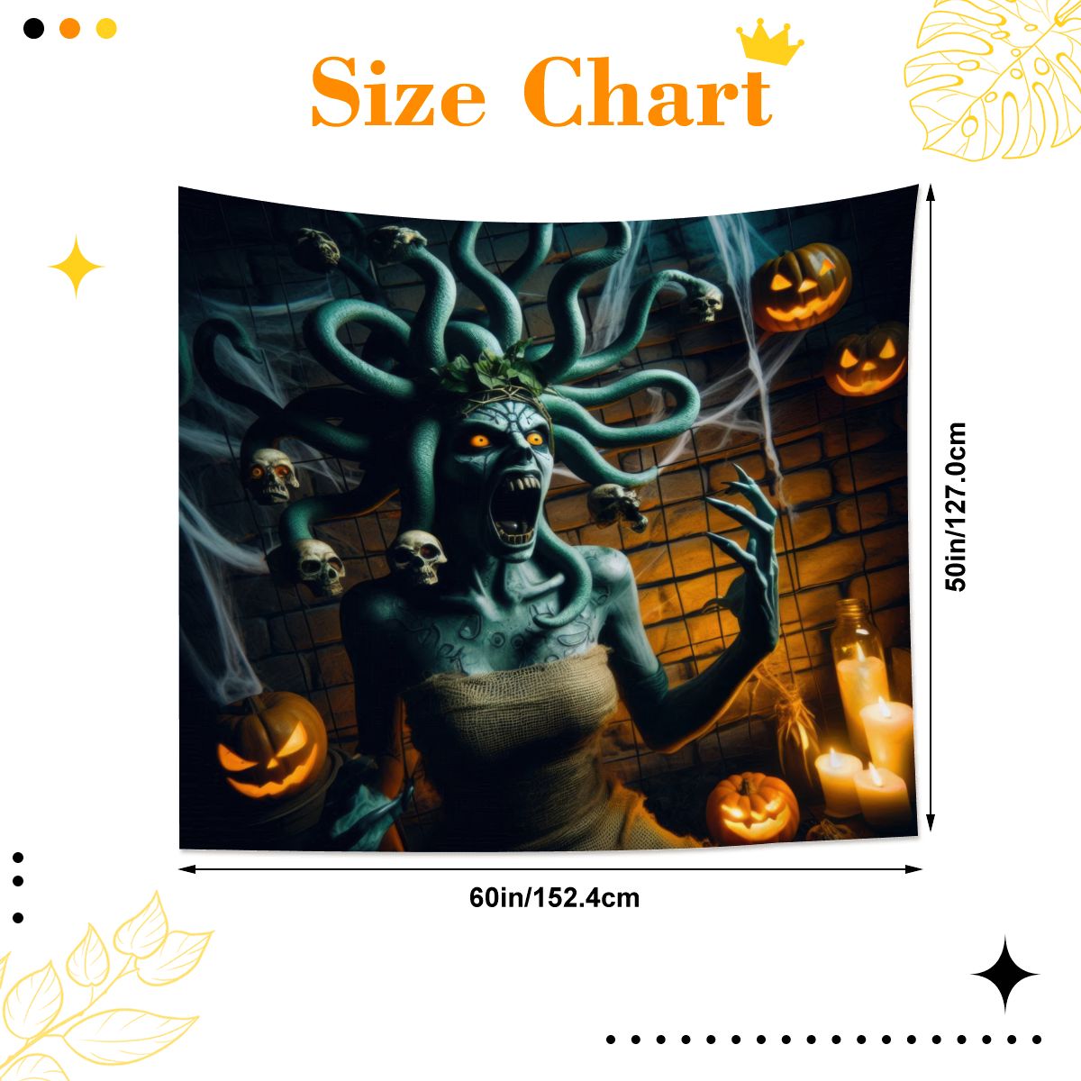 Halloween Medusa 2 Lightweight Wall Tapestry (Fabric Wall Hanging - USA) - Gregg Acini Adoree Designs - Wall Coverings