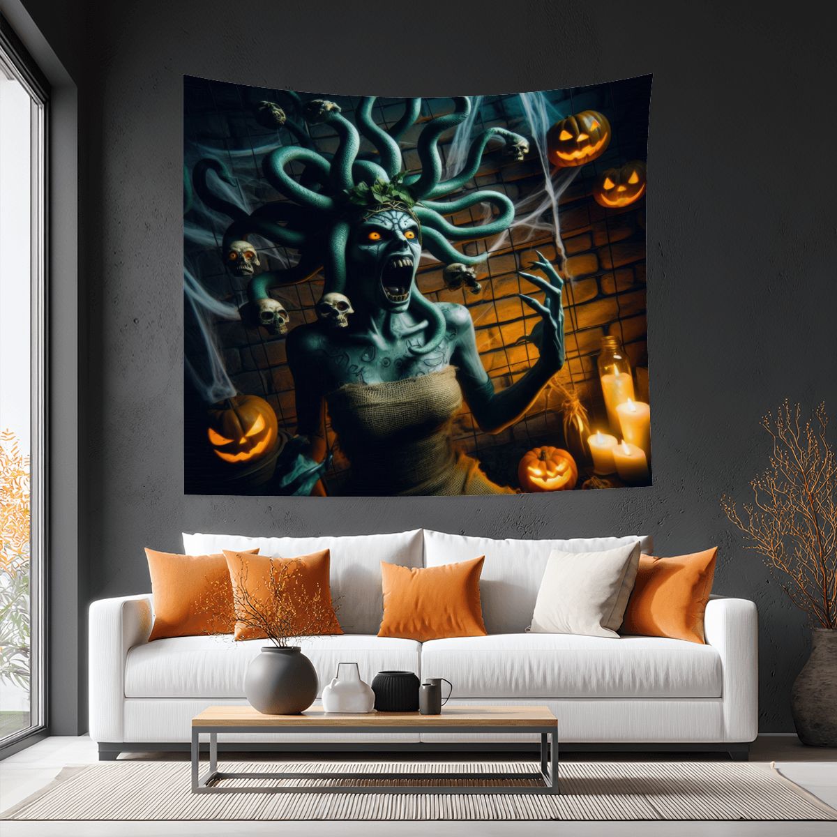 Halloween Medusa 2 Lightweight Wall Tapestry (Fabric Wall Hanging - USA) - Gregg Acini Adoree Designs - Wall Coverings