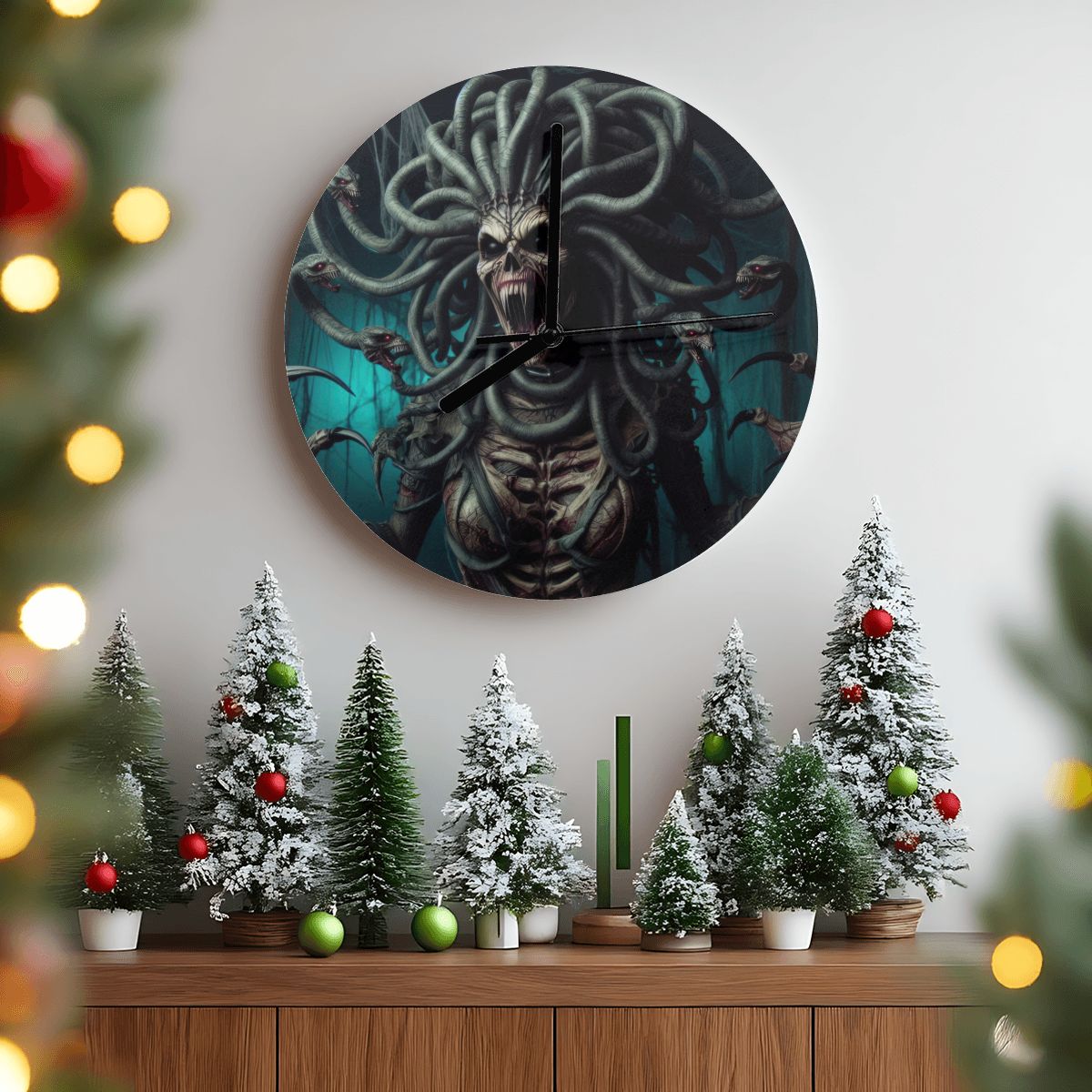 Halloween Medusa 3 MDF Wall Clock (Made in USA) - Gregg Acini Adoree Designs - Wall Clock