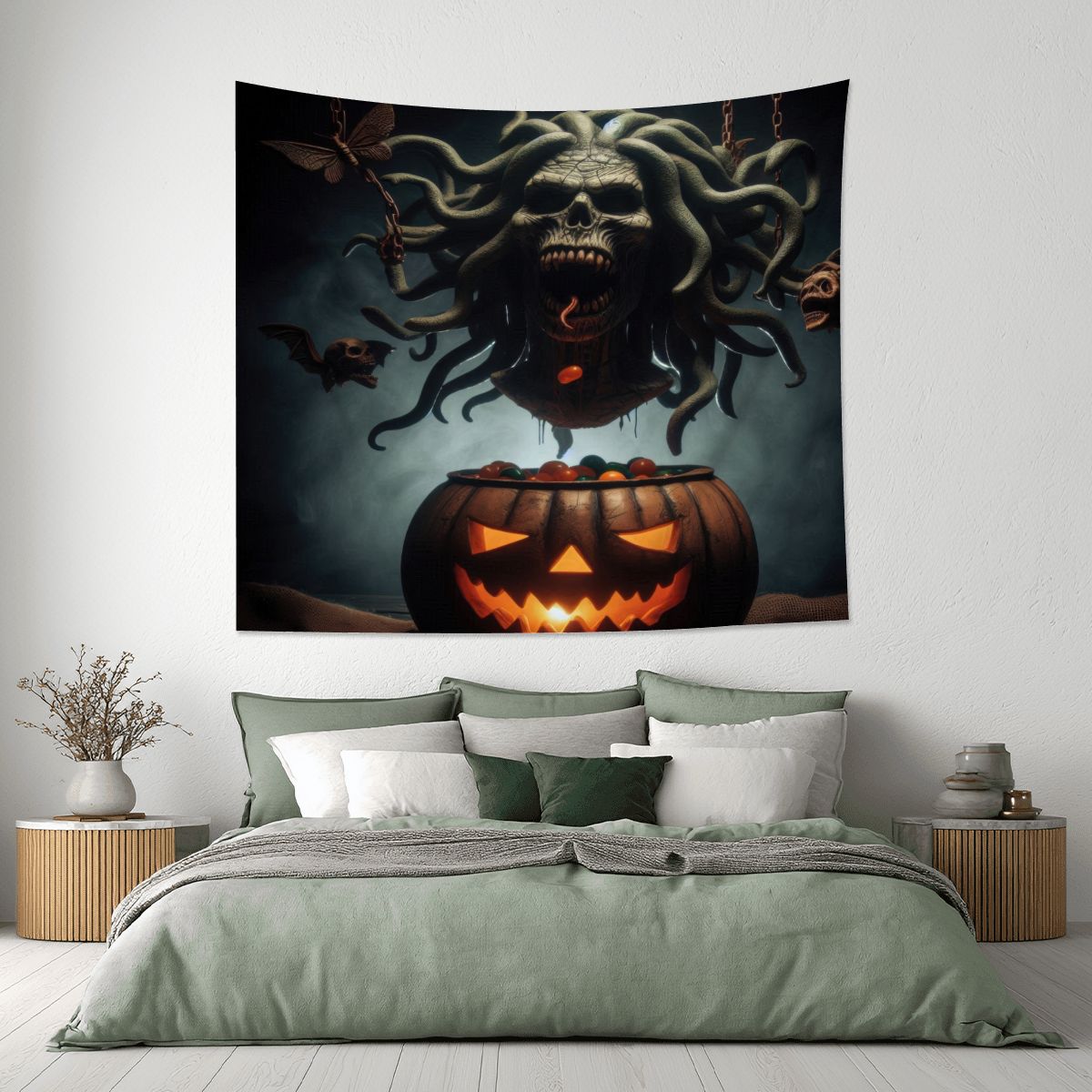 Halloween Medusa 4 Lightweight Wall Tapestry (Fabric Wall Hanging - USA) - Gregg Acini Adoree Designs - Wall Coverings