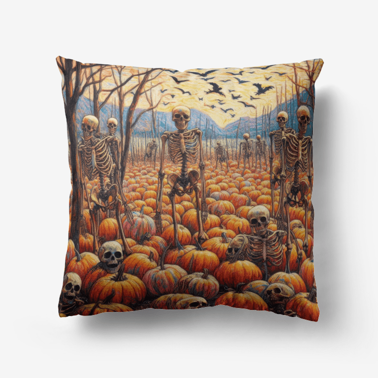 Halloween Skeletons and Pumpkins Home Goods Premium Hypoallergenic Throw Pillow - Gregg Acini Adoree Designs - Pillows & Covers