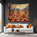 Halloween Skeletons and Pumpkins Lightweight Wall Tapestry (Fabric Wall Hanging - USA) - Gregg Acini Adoree Designs - Wall Coverings