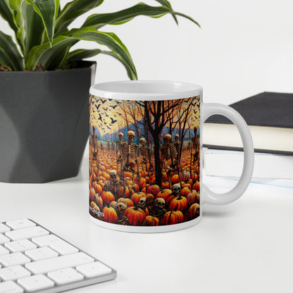 Halloween Skeletons and Pumpkins White glossy mug by Gregg Acini Adoree Designs - Gregg Acini Adoree Designs - Mug