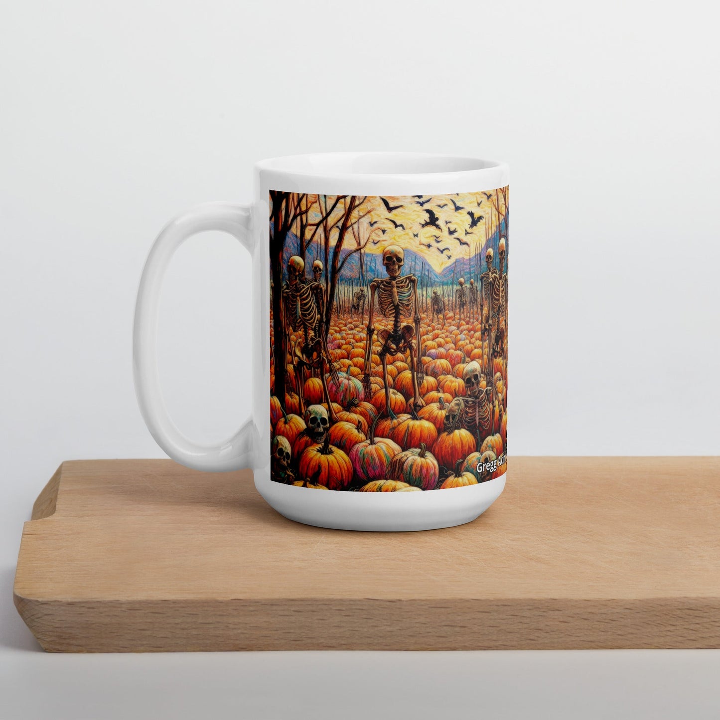 Halloween Skeletons and Pumpkins White glossy mug by Gregg Acini Adoree Designs - Gregg Acini Adoree Designs - Mug