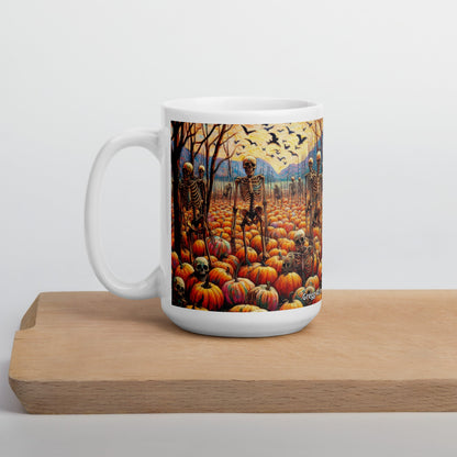 Halloween Skeletons and Pumpkins White glossy mug by Gregg Acini Adoree Designs - Gregg Acini Adoree Designs - Mug