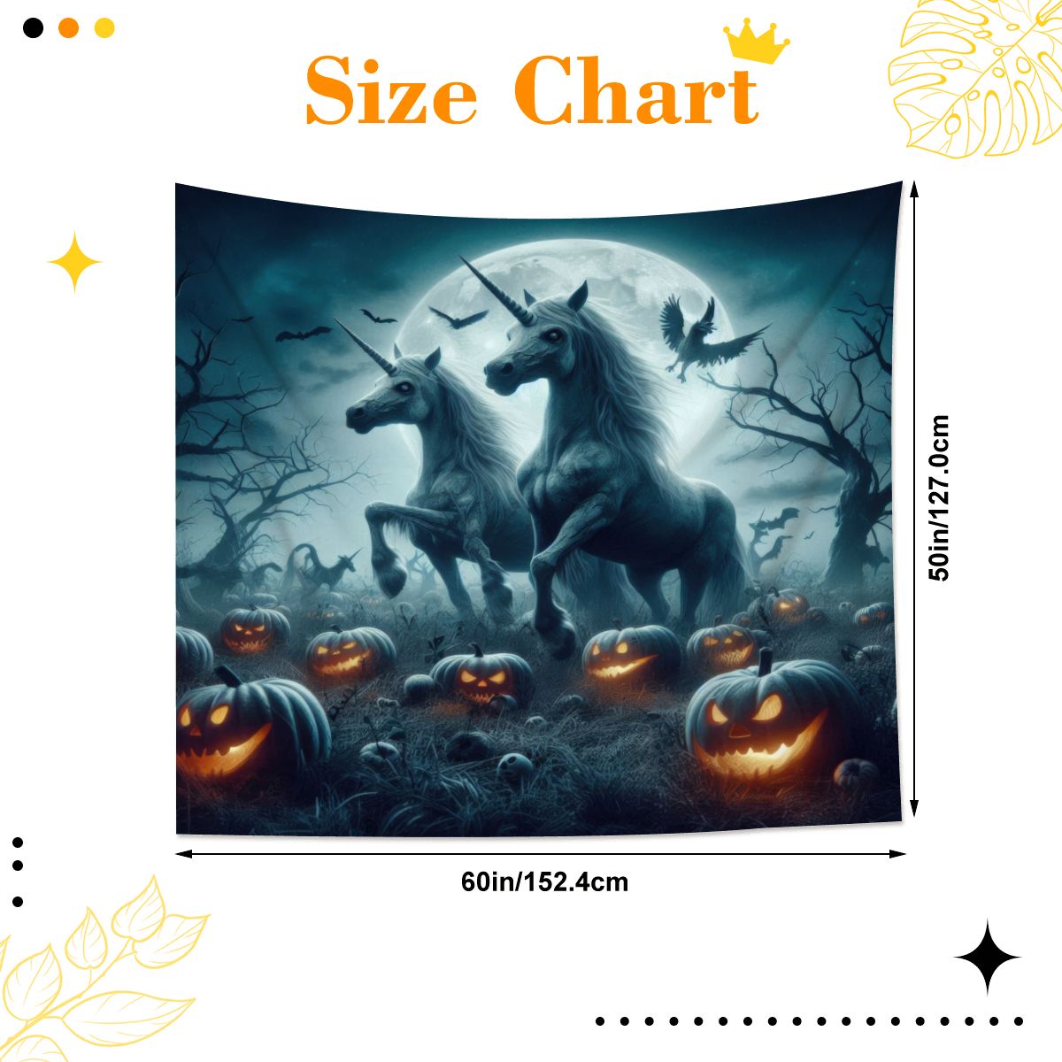 Halloween Unicorns 3 Lightweight Wall Tapestry (Fabric Wall Hanging - USA) - Gregg Acini Adoree Designs - Wall Coverings