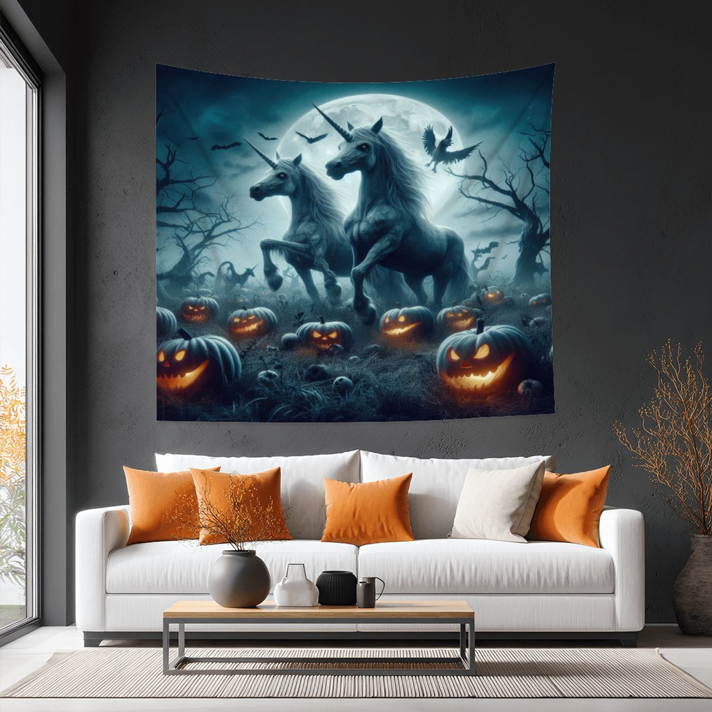 Halloween Unicorns 3 Lightweight Wall Tapestry (Fabric Wall Hanging - USA) - Gregg Acini Adoree Designs - Wall Coverings