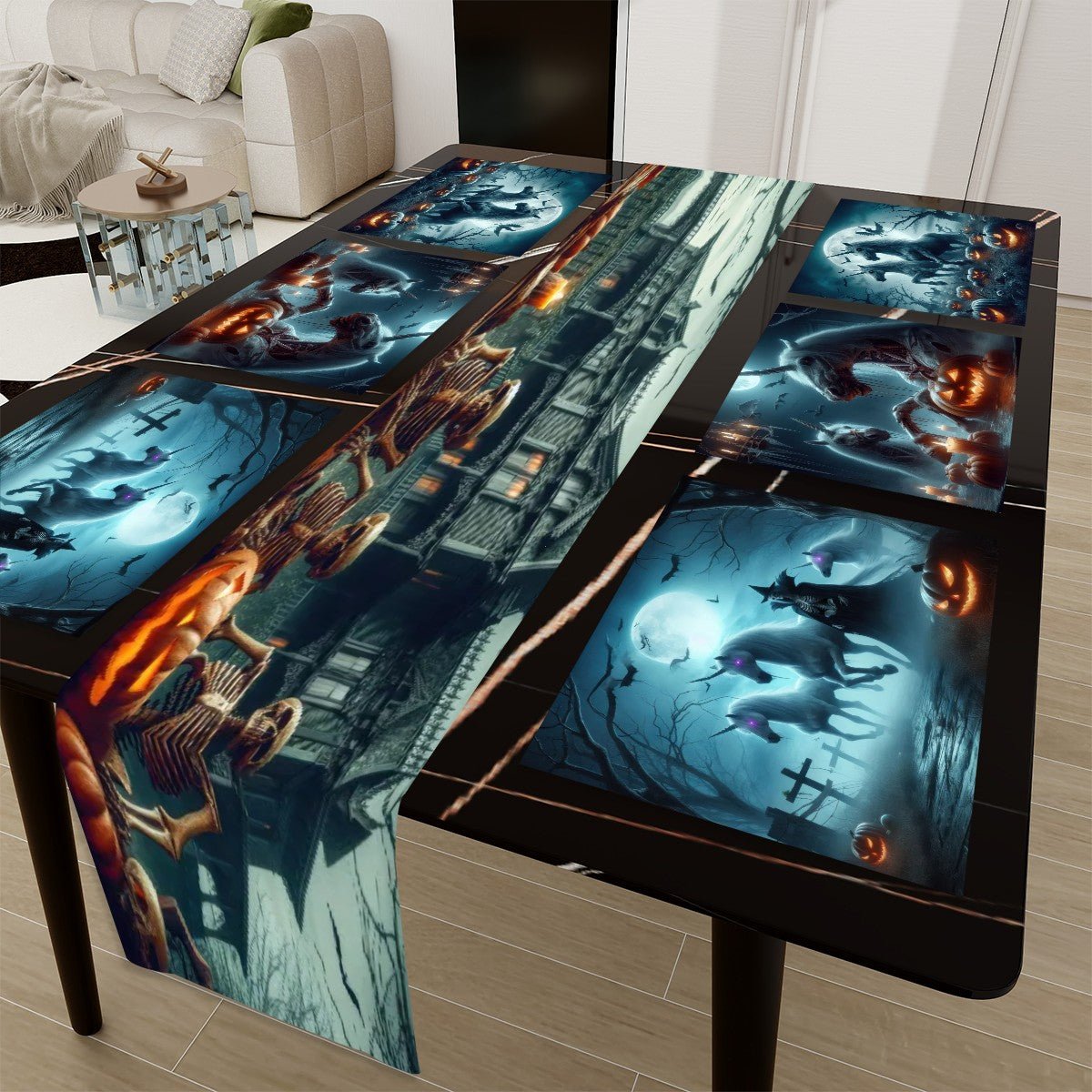 Halloween Unicorns Mixed Table Runner Placemat Set 7 Pieces - Gregg Acini Adoree Designs - Placemat