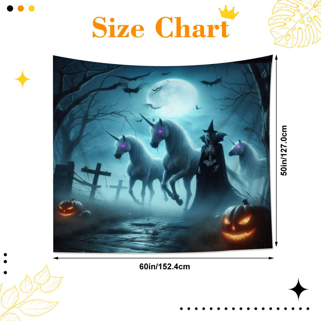 Halloween Unicorns with Friend Lightweight Wall Tapestry (Fabric Wall Hanging - USA) - Gregg Acini Adoree Designs - Wall Coverings