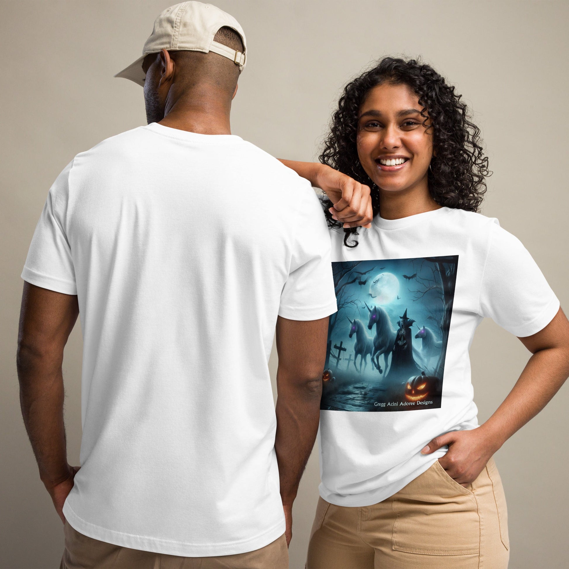 Halloween Unicorns with Friend Unisex t-shirt by Gregg Acini Adoree Designs - Gregg Acini Adoree Designs - Tee Shirt
