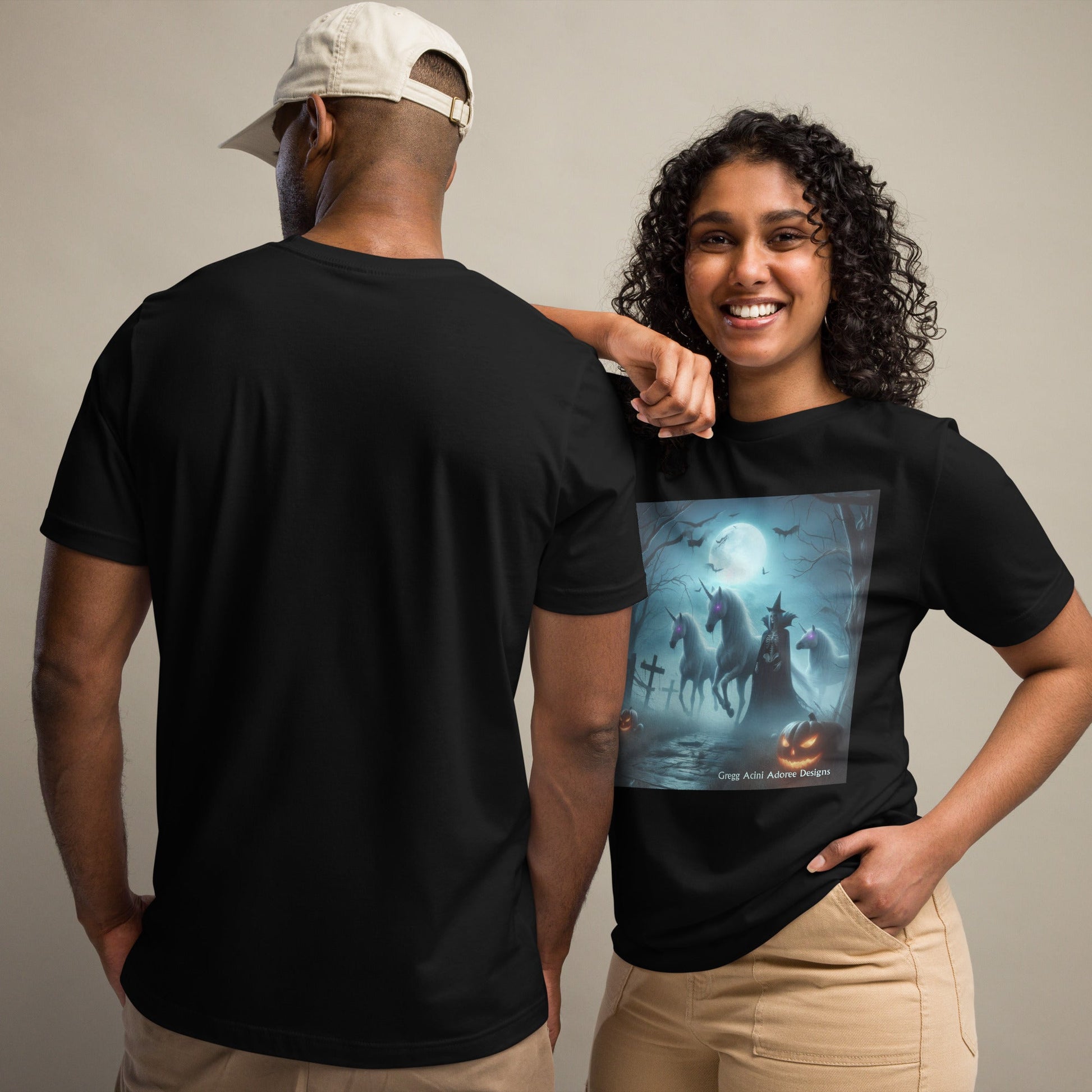Halloween Unicorns with Friend Unisex t-shirt by Gregg Acini Adoree Designs - Gregg Acini Adoree Designs - Tee Shirt