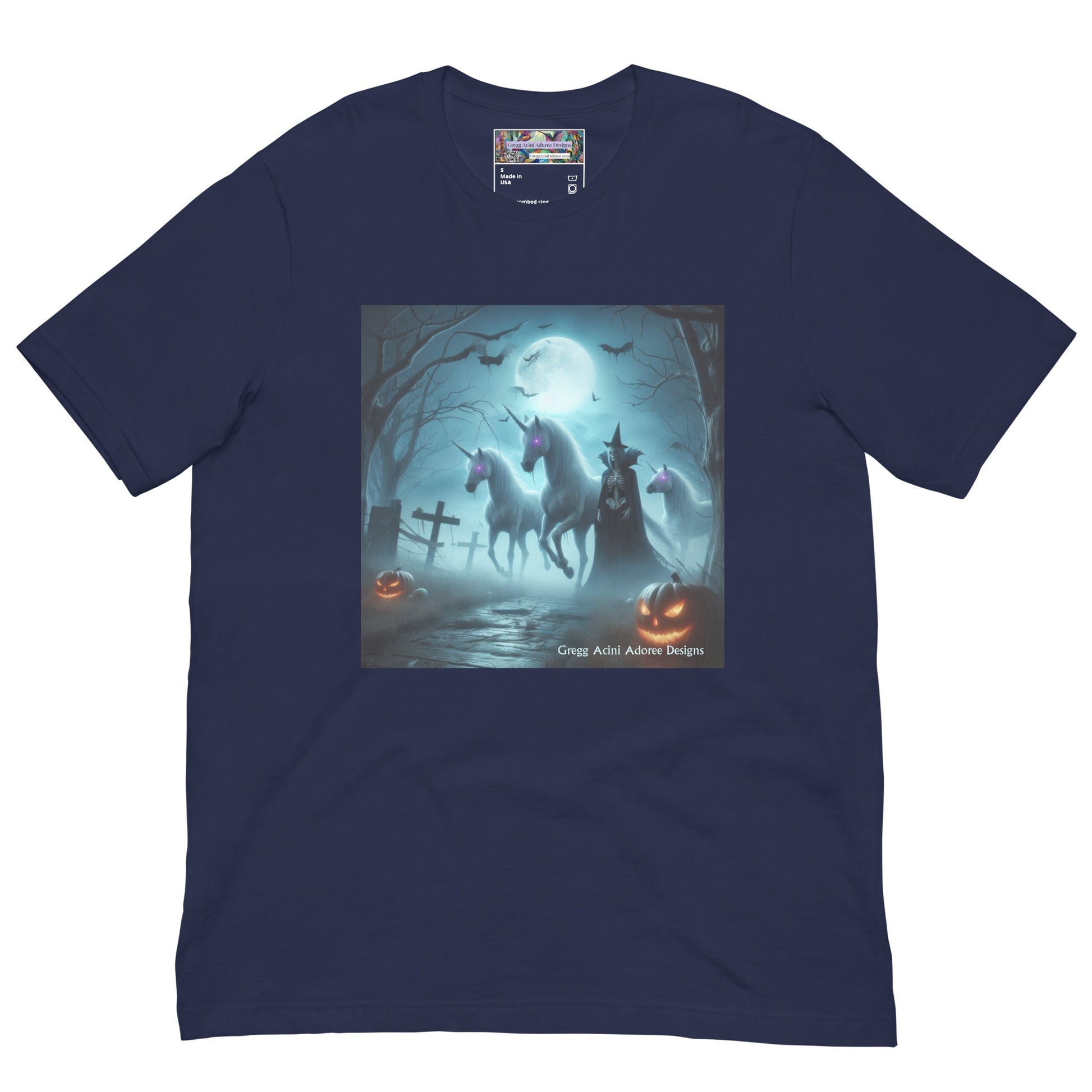 Halloween Unicorns with Friend Unisex t-shirt by Gregg Acini Adoree Designs - Gregg Acini Adoree Designs - Tee Shirt
