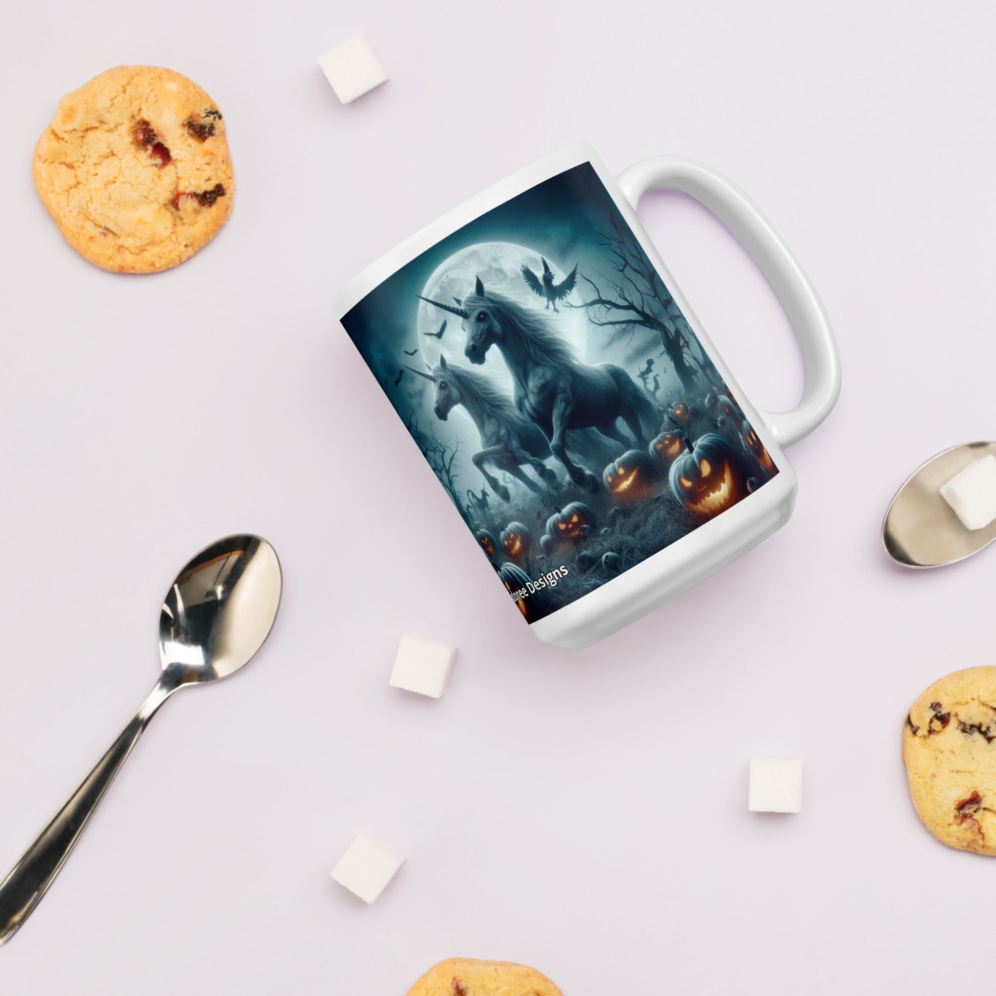 Halloween Unicorns3 White glossy mug by Gregg Acini Adoree Designs - Gregg Acini Adoree Designs - Mug