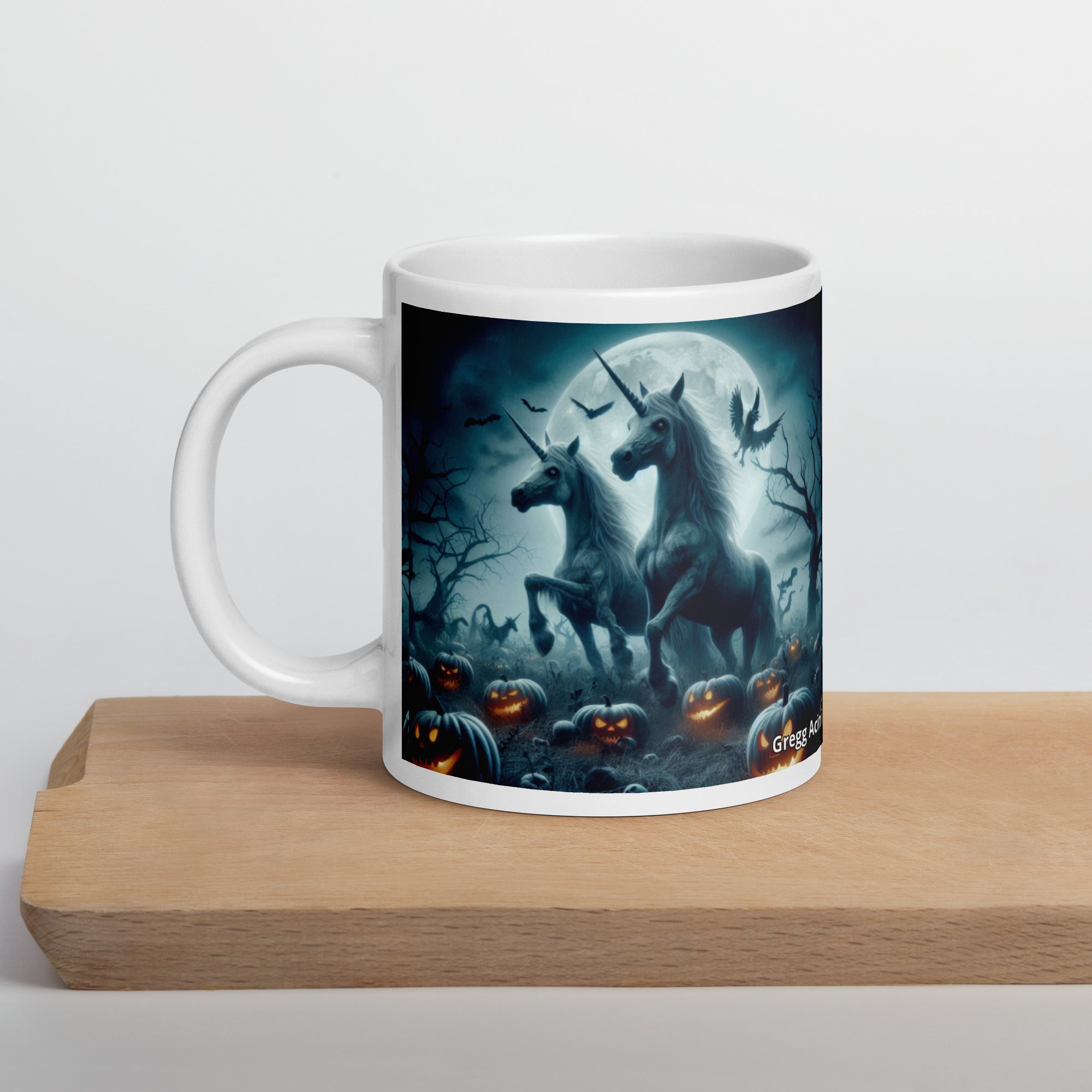 Halloween Unicorns3 White glossy mug by Gregg Acini Adoree Designs - Gregg Acini Adoree Designs - Mug