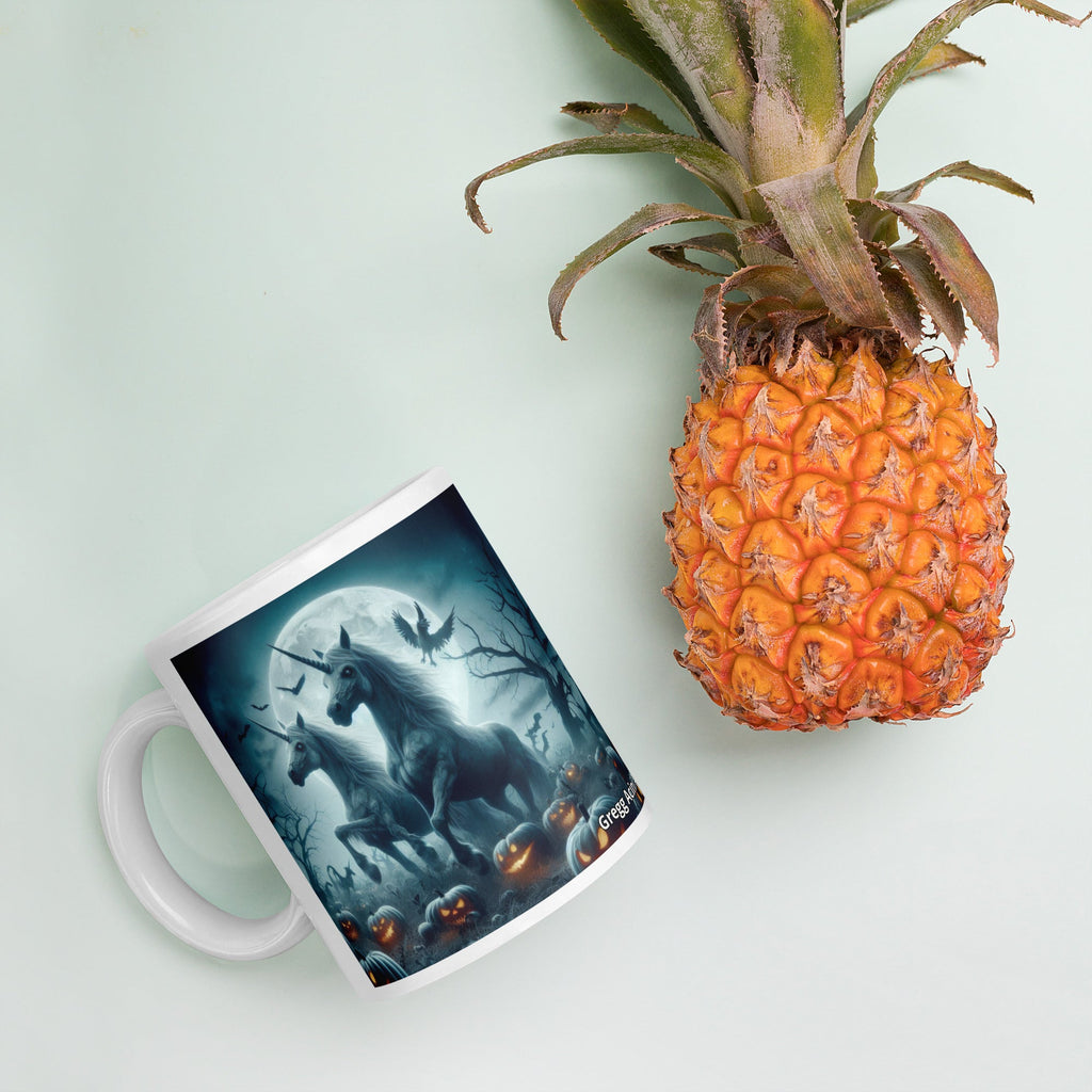 Halloween Unicorns3 White glossy mug by Gregg Acini Adoree Designs - Gregg Acini Adoree Designs - Mug