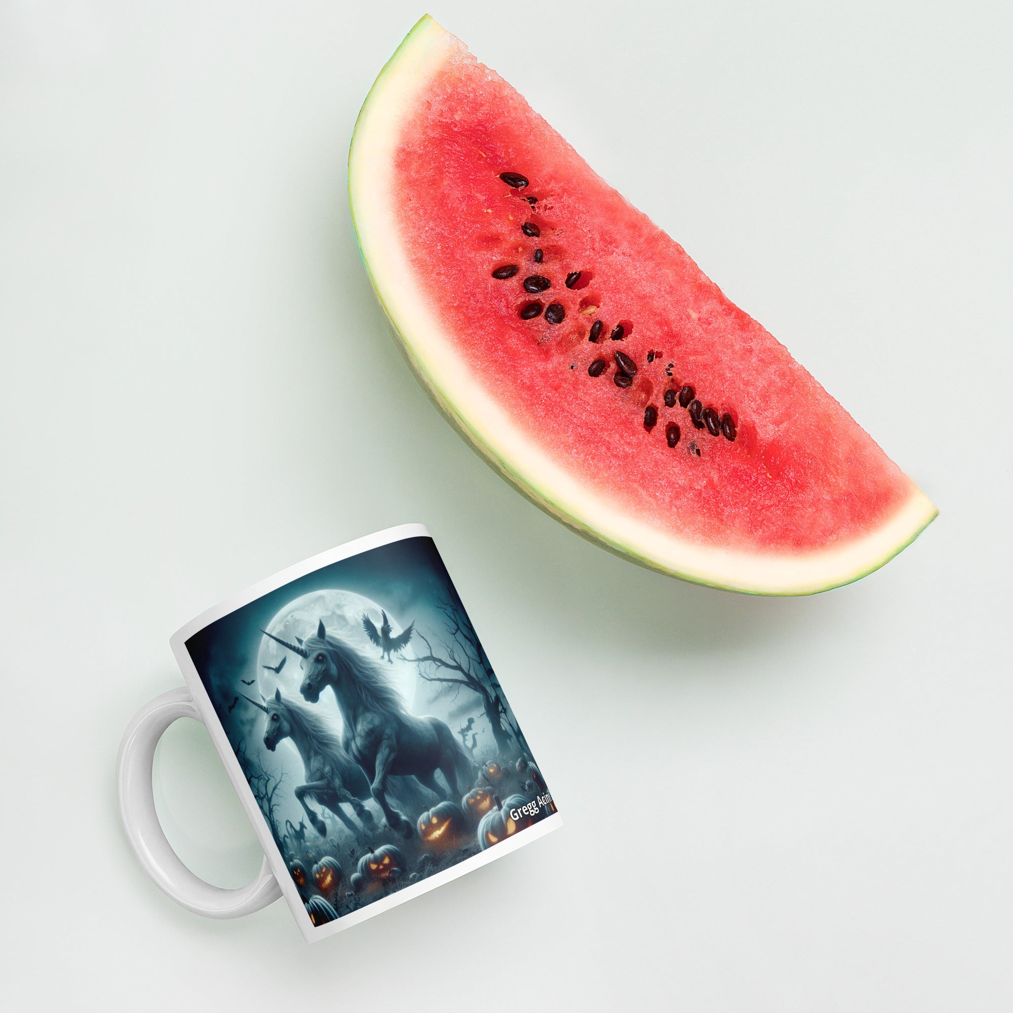 Halloween Unicorns3 White glossy mug by Gregg Acini Adoree Designs - Gregg Acini Adoree Designs - Mug