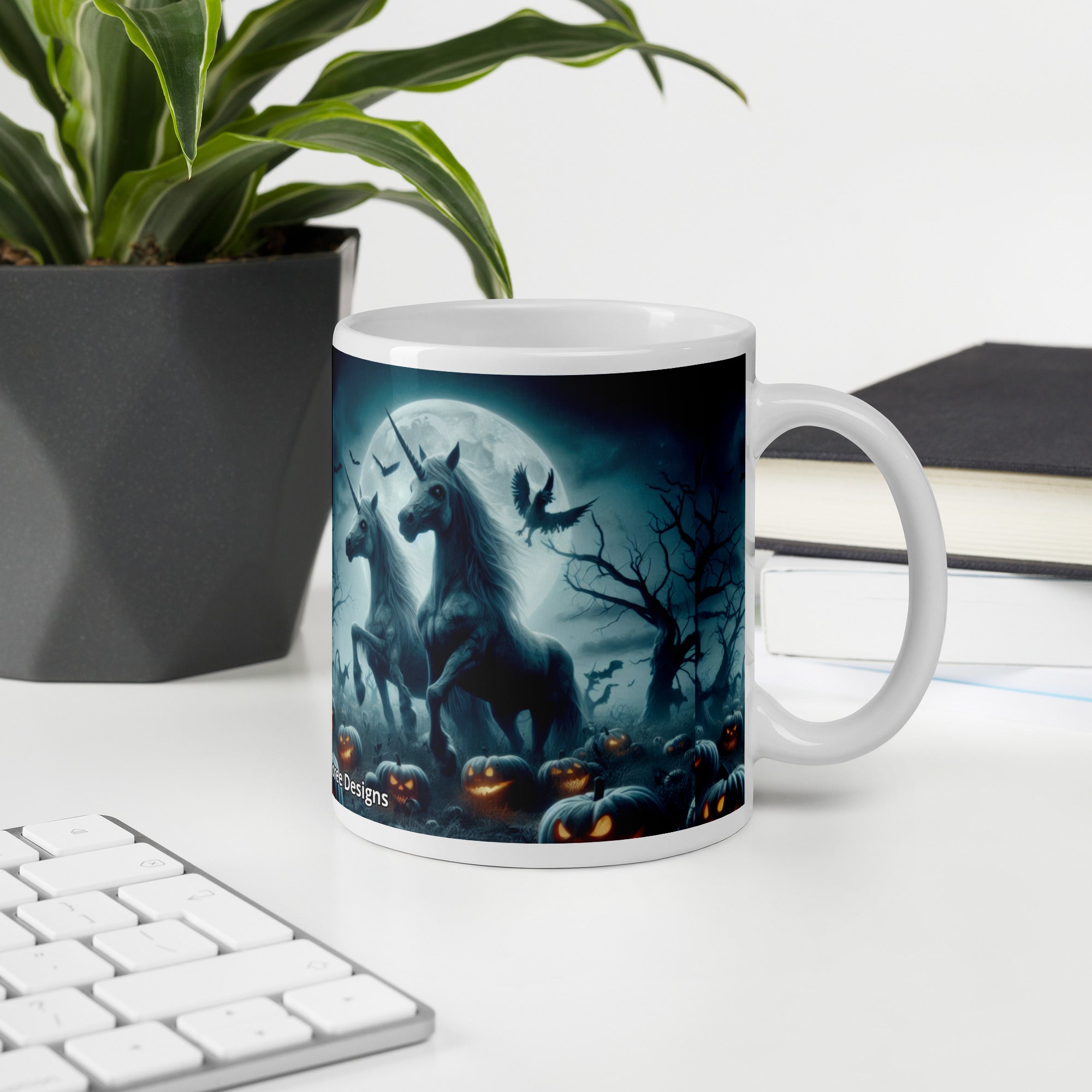 Halloween Unicorns3 White glossy mug by Gregg Acini Adoree Designs - Gregg Acini Adoree Designs - Mug