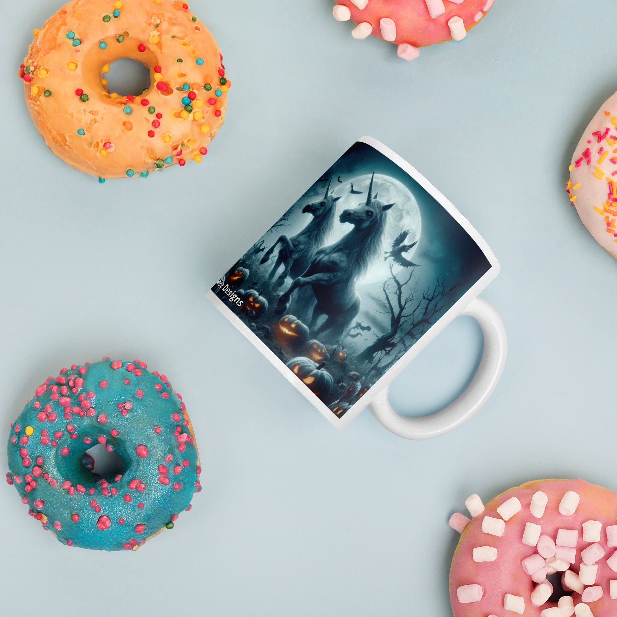 Halloween Unicorns3 White glossy mug by Gregg Acini Adoree Designs - Gregg Acini Adoree Designs - Mug