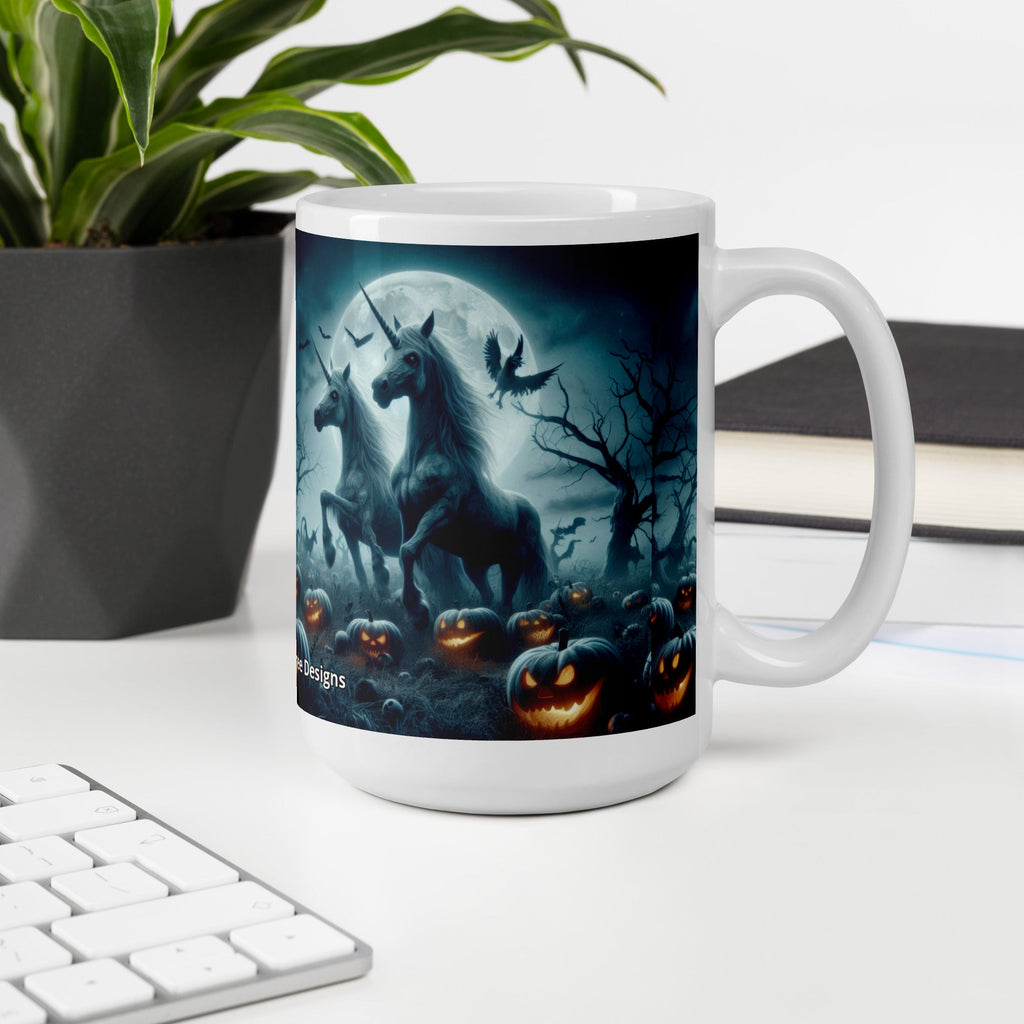 Halloween Unicorns3 White glossy mug by Gregg Acini Adoree Designs - Gregg Acini Adoree Designs - Mug