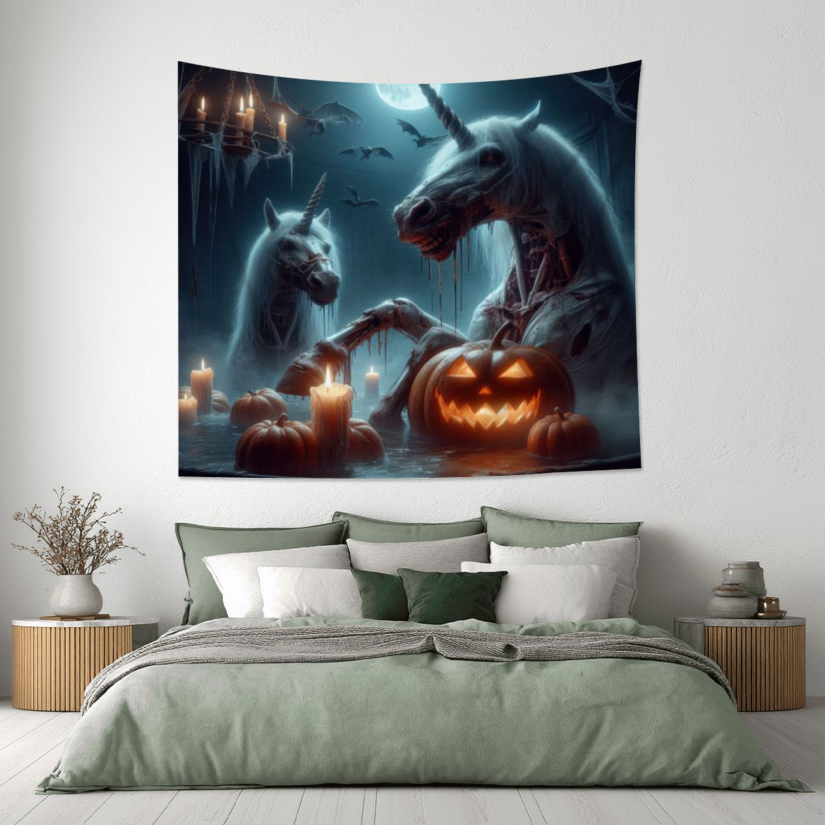 Halloween Zombie Unicorns Lightweight Wall Tapestry (Fabric Wall Hanging - USA) - Gregg Acini Adoree Designs - Wall Coverings